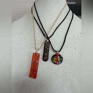 Three glass boho casual vibe necklaces
